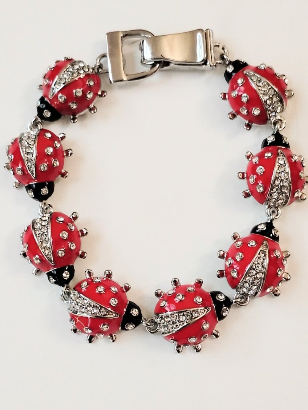 Rhinestone  crystal  magnetic  Ladybug  bracelet
